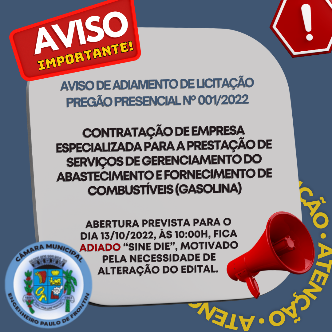 AVISO DE ADIAMENTO DE LICITAÇÃO