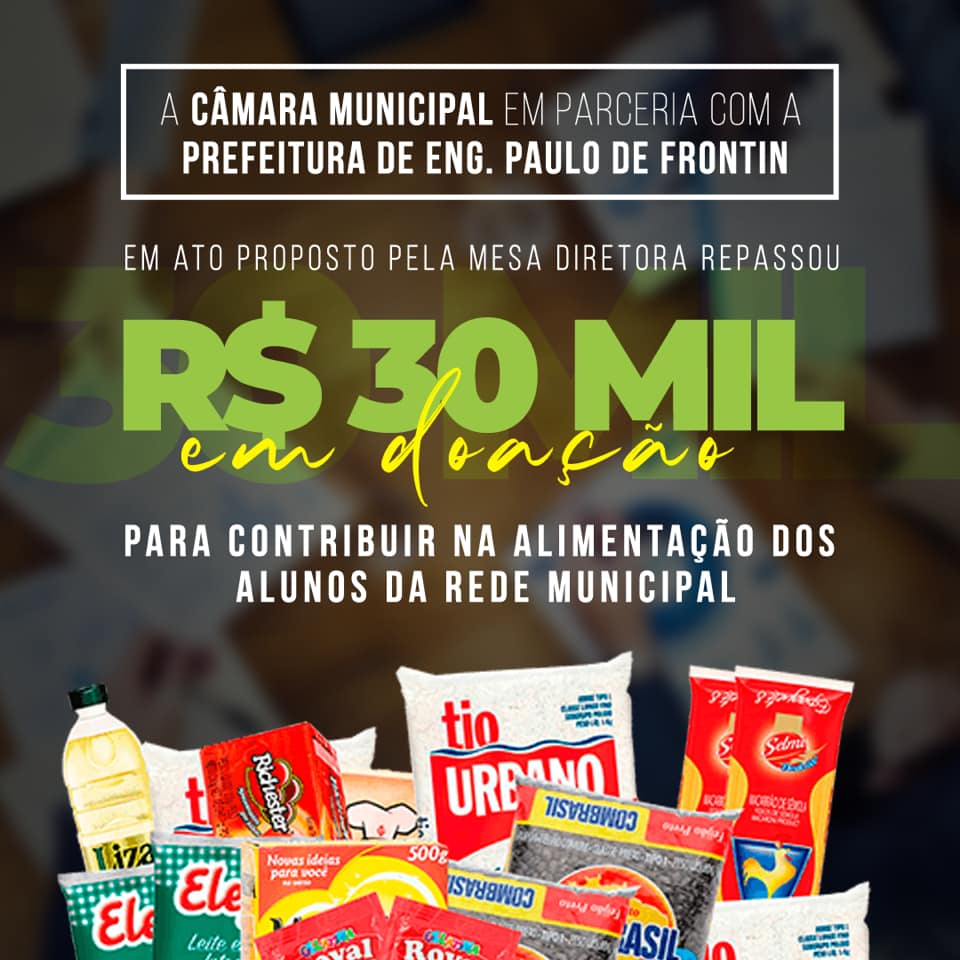 DOAÇÃO DE R$ 50.000,00 PARA AJUDA NOS CRÉDITOS DO CARTÃO ALIMENTAÇÃO