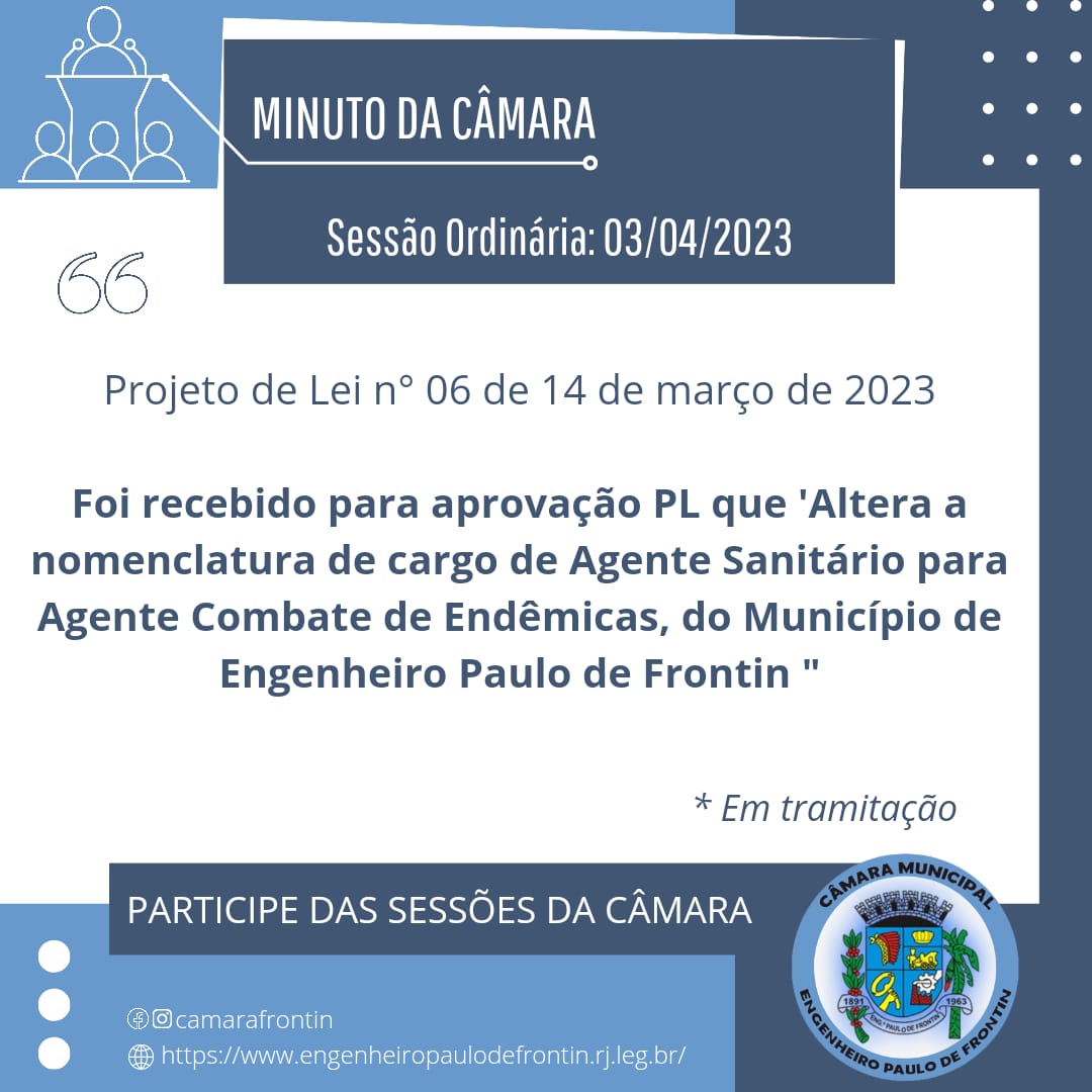 Recebido Projeto de Lei nº 06